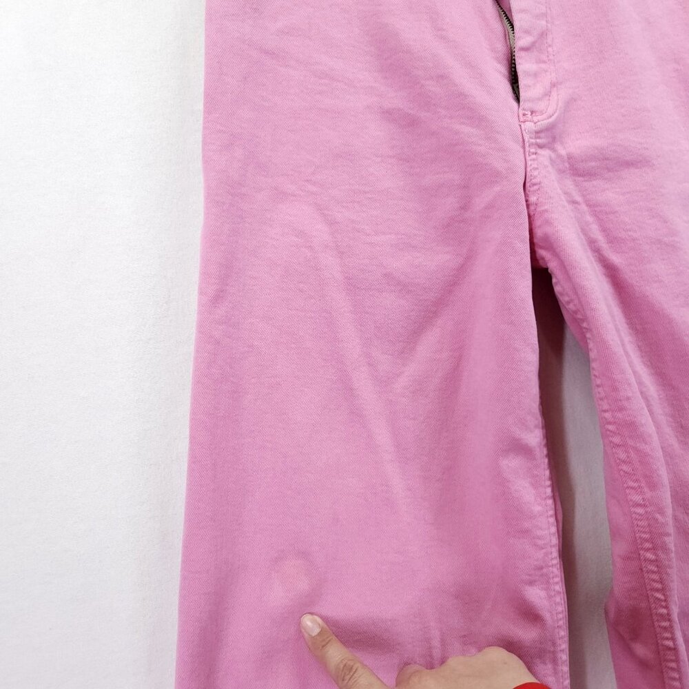 Zara Pink The Marine Flare Stretch Wide Leg Raw Hem High Rise Jean Size 4 - Picture 3 of 16